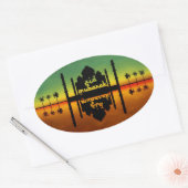 Eid Mubarak Night Reflection Ovaler Aufkleber (Umschlag)