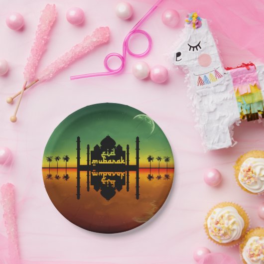 Eid Mubarak Night Reflection Pappteller (Party)