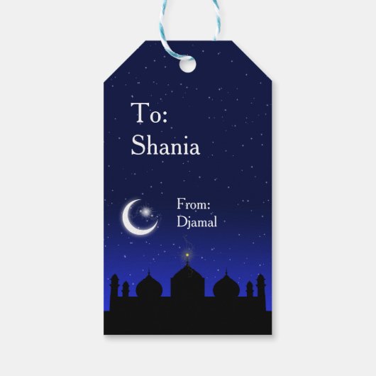 Eid Mubarak Night Stars Moschee Geschenkanhänger (Rückseite)