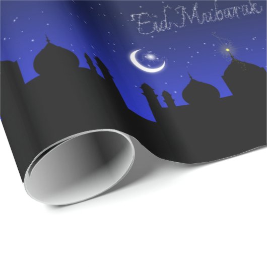 Eid Mubarak Night Stars Moschee Geschenkpapier (Rolleneckpunkt)