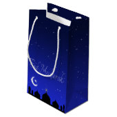 Eid Mubarak Night Stars Moschee Kleine Geschenktüte (Rückseite Schrägansicht)