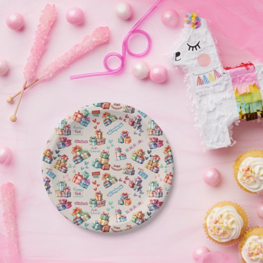 Eid Mubarak Paper Plates – Colourful Gift Boxes Pappteller (Party)