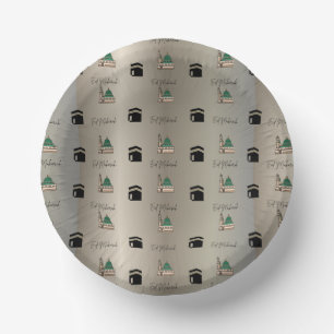Eid Mubarak-Papier-Schale – Goldene Kaaba & Masjid Pappteller