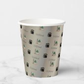 Eid Mubarak Papiertasse – Goldene Kaaba & Masjid N Pappbecher (Vorderseite)
