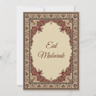 Eid Mubarak Perserteppichdesign rot und beige Feiertagskarte