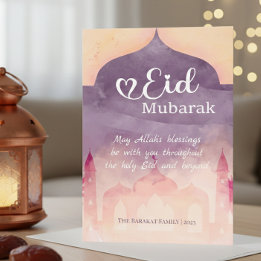 Eid Mubarak Personalisiert Card mit Moschee Design Feiertagskarte