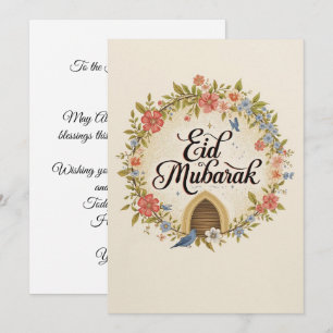 Eid mubarak Personalisierte Floral Grußkarte Einladung