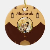 Eid Mubarak Photo Frame Mosque Skyline Art Keramik Ornament (Vorne)