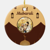 Eid Mubarak Photo Frame Mosque Skyline Art Keramik Ornament (Hinten)