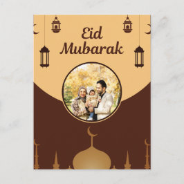 Eid Mubarak Photo Frame Mosque Skyline Art Postkarte