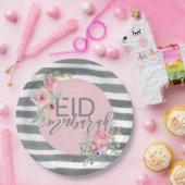 Eid Mubarak Pink & Grau Floral Pappteller (Party)