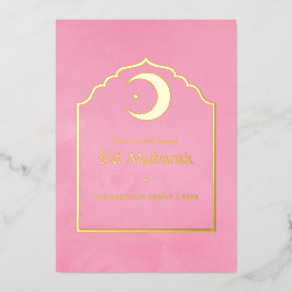Eid Mubarak Pink und Gold Folien Feiertagskarte