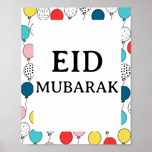 Eid Mubarak Poster, bunte Balloons Hintergrund Poster (Vorne)