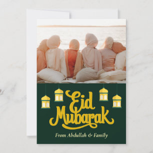 Eid Mubarak Ramadan Elegantes Foto Grün Gold Feiertagskarte