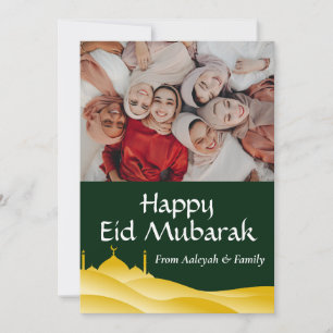 Eid Mubarak Ramadan Elegantes Foto Grün Gold Feiertagskarte