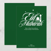 Eid Mubarak Ramadan Gruetkarte | Solid Green Einladung (Vorne/Hinten)