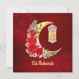Eid Mubarak | Ramadan Kareem Floral Cresent Moon Feiertagskarte