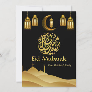 Eid Mubarak Ramadan Modernes Schwarzes Gold Feiertagskarte