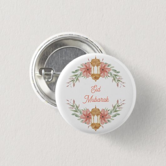 Eid Mubarak |Ramadan Mubarak Blume Wreath Lamp Button (Vorne & Hinten)