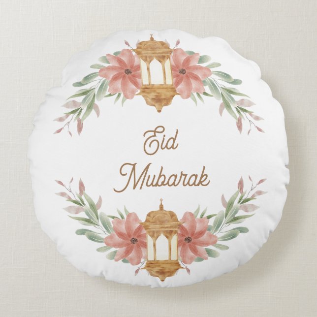 Eid Mubarak |Ramadan Mubarak Blume Wreath Lamp Rundes Kissen (Vorderseite)