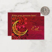 Eid Mubarak Red und Golden Mitteilungskarte (Vorderseite/Rückseite Beispiel)