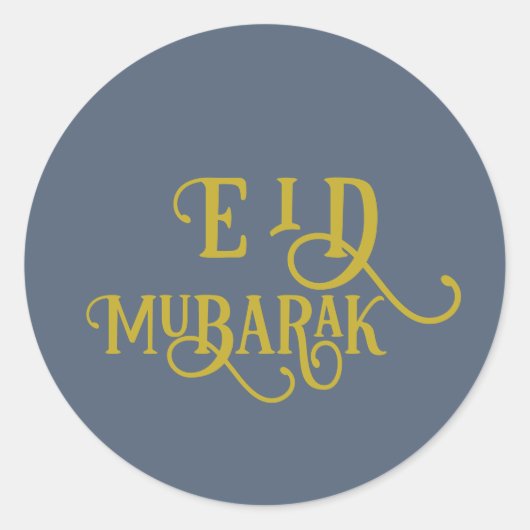 Eid Mubarak Retro Blue Color Schlicht Runder Aufkleber (Vorderseite)