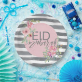 Eid Mubarak Rosa & Graue Blumen Pappteller (Party)