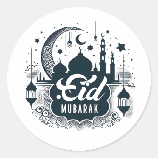 Eid Mubarak Runder Aufkleber (Vorderseite)