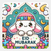 Eid Mubarak Sheep Quadratischer Aufkleber (Vorderseite)