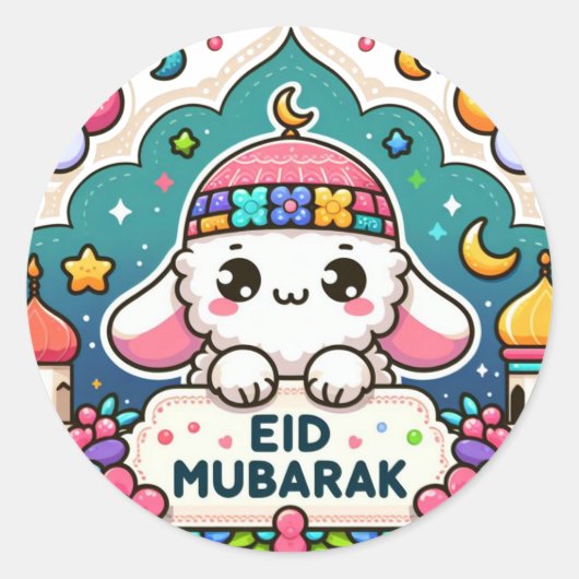 Eid Mubarak Sheep Runder Aufkleber (Vorderseite)