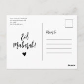 Eid Mubarak Simple Minimalistisch Postkarte (Rückseite)