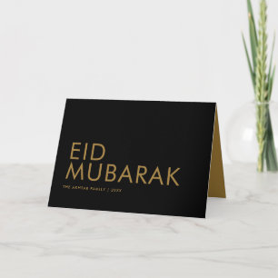 Eid Mubarak Simple Modern Black & Gold Eid Holiday Karte