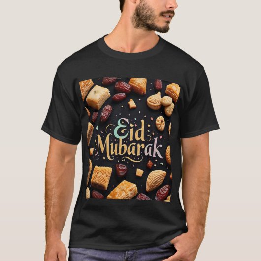 Eid Mubarak Sweet Delights Black Mens Tshirt (Vorderseite)