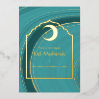 Eid Mubarak Turquoise - Aquamarin und Gold Agate F