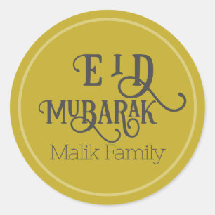 Eid Mubarak Vintage Gold Farbe Einfache Personalis Runder Aufkleber