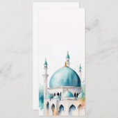 Eid Mubarak Watercolor Moschee 0902a Einladung (Vorne/Hinten)