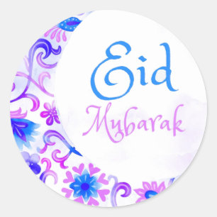 Eid Mubarak Watercolor Runder Aufkleber
