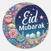 Eid Mubarak Watercolor Runder Aufkleber (Vorderseite)