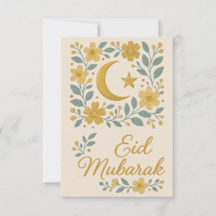 Eid Mubarak - Weiße und goldene Moscheenblumen Einladung