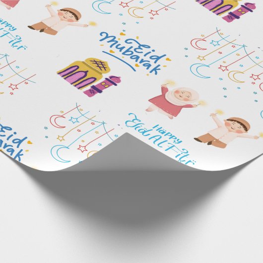 Eid Mubarak White für Kinder Geschenkpapier (Ecke)