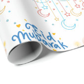 Eid Mubarak White für Kinder Geschenkpapier (Rolleneckpunkt)