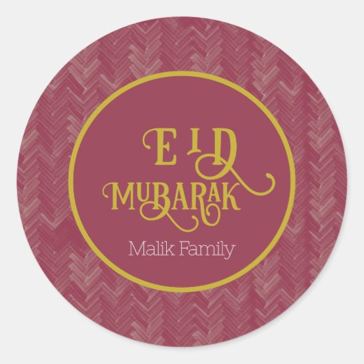 Eid Mubarak Zickzack luxuriös Red Personalisiert Runder Aufkleber (Vorderseite)