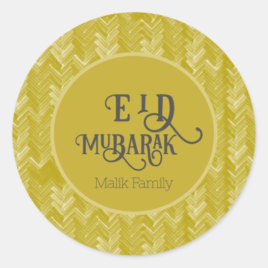 Eid Mubarak Zickzack Vintag Gold Personalisiert Runder Aufkleber (Vorderseite)