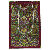 Eid Mubarak Ziermuster Crimson Red Golden Mittlere Geschenktüte (Rückseite)