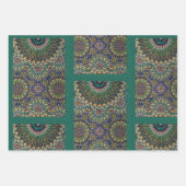 Eid Mubarak Ziermuster Emerald Green Geschenkpapier Set (Vorderseite 2)