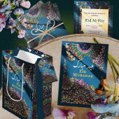 Eid Mubarak Ziermuster Steel Blue Feiertagskarte