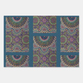 Eid Mubarak Ziermuster Steel Blue Geschenkpapier Set (Vorderseite 2)