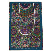 Eid Mubarak Ziermuster Steel Blue Mittlere Geschenktüte (Rückseite)