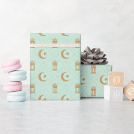 Eid oder Ramadan Laternen & Halbmond nahtlos Geschenkpapier