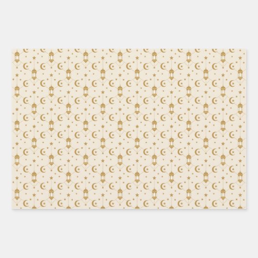 Eid or Ramadan Lanterns & Crescent Seamless Geschenkpapier Set (Vorderseite)